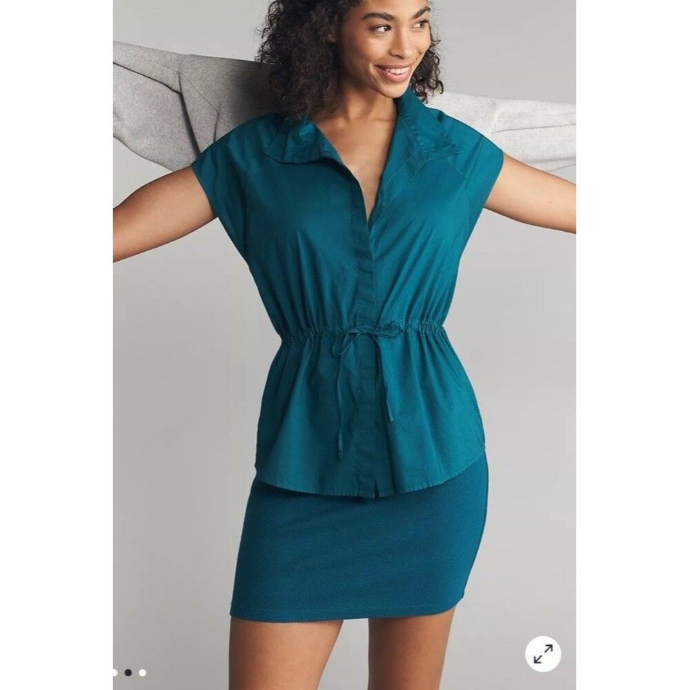 Anthropologie Sundry Sporty Twofer Mini Dress Teal Green Blue Size M NEW Cotton